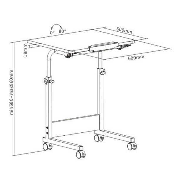 Laptoptafel verrijdbaar bureau - lessenaar - hoogte verstelbaar 68 - 96 cm