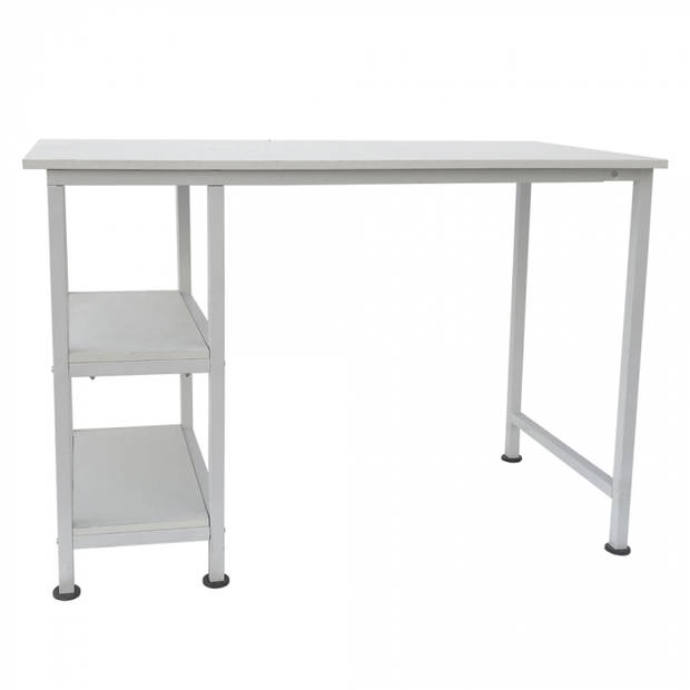 Bureau computer tafel - met opbergplanken - wit metaal hout - 110 cm breed