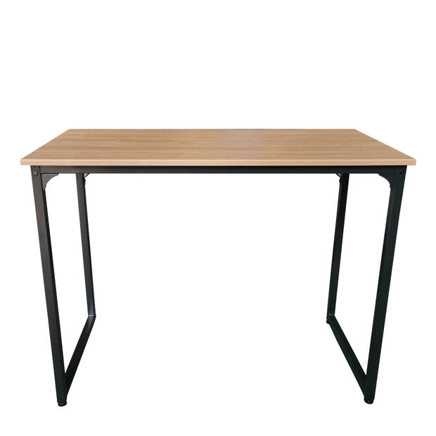 Bureau Stoer - laptoptafel - computertafel - industrieel - zwart metaal lichtbruin hout