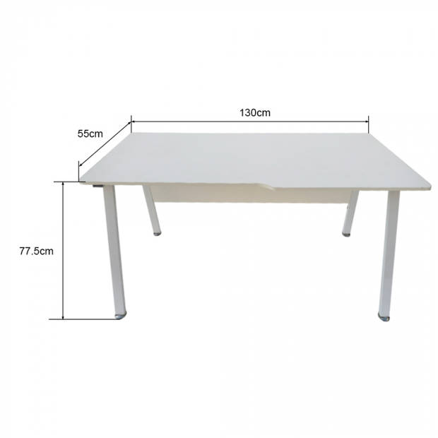Computertafel bureau Stoer - industrieel modern - 130 cm breed - wit frame wit tafelblad