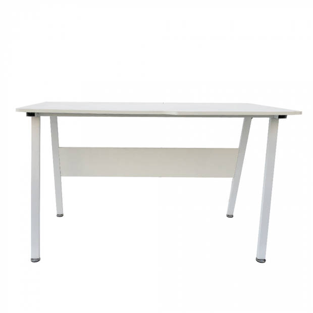 Computertafel bureau Stoer - industrieel modern - 130 cm breed - wit frame wit tafelblad