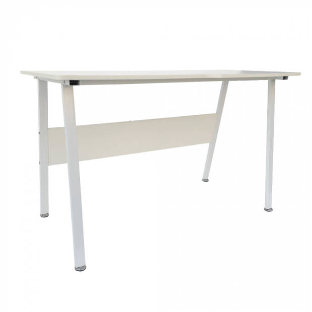 Computertafel bureau Stoer - industrieel modern - 130 cm breed - wit frame wit tafelblad