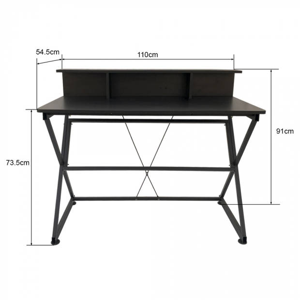 Bureau tafel computer laptop Stoer - industrieel moderne stijl - 110 cm breed - zwart