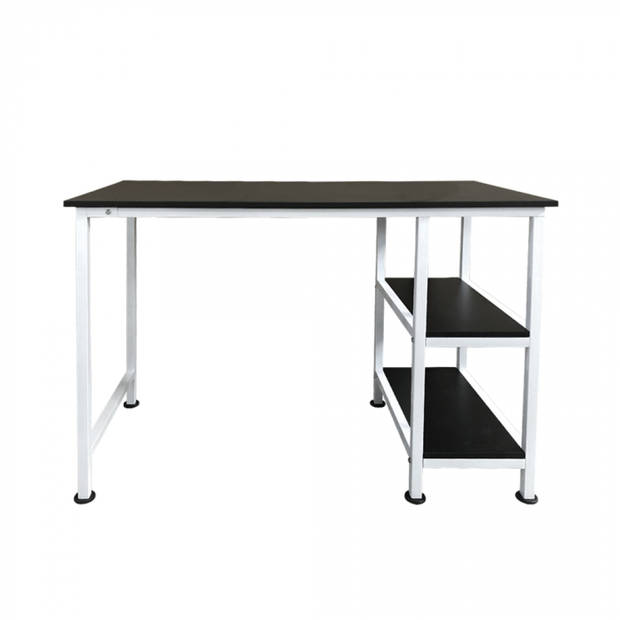 Bureau computer tafel - met opbergplanken - 110 cm breed - wit zwart