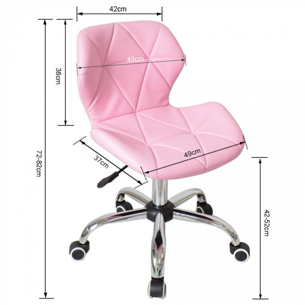 Bureaustoel modern design - directiestoel - hoogte verstelbaar - roze