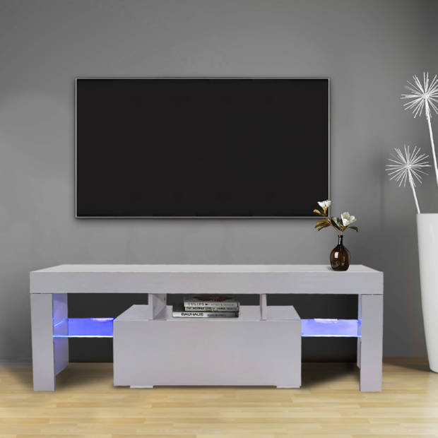 TV meubel kast Hugo - media meubel game set up - led verlichting - grijskleurig
