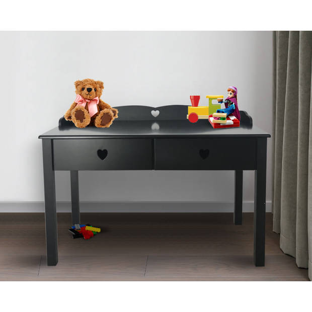 Kinderbureau - bureau kinderkamer meisje - 110 cm breed - zwart