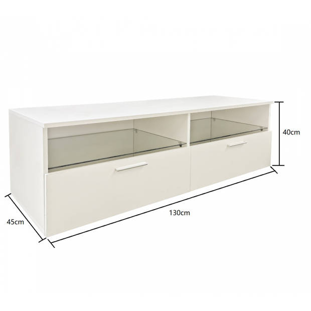 TV kast dressoir Sieno - media meubel game set up - LED verlichting - wit