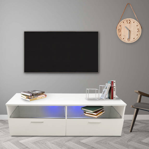 TV kast dressoir Sieno - media meubel game set up - LED verlichting - wit