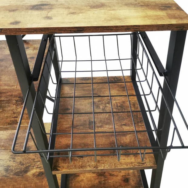 Keuken kast tafel Stoer industrieel vintage - keukenmeubel metalen frame - 90 cm breed
