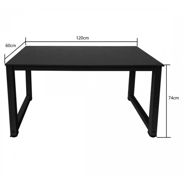 Bureau computer tafel - keukentafel - metaal hout - 120 cm x 60 cm - zwart