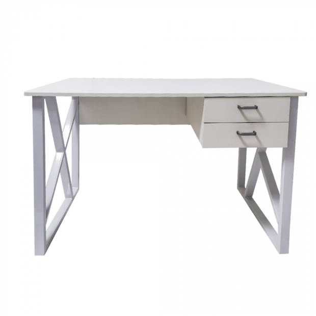 Bureau computer tafel Stoer - laptop buro - industrieel modern - metaal hout - wit