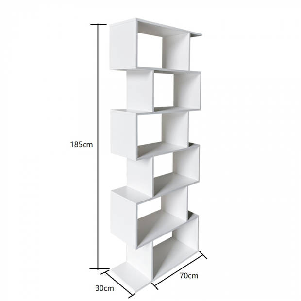 Vakkenkast boekenkast - wandkast gestapeld kubus - 185 cm hoog - wit