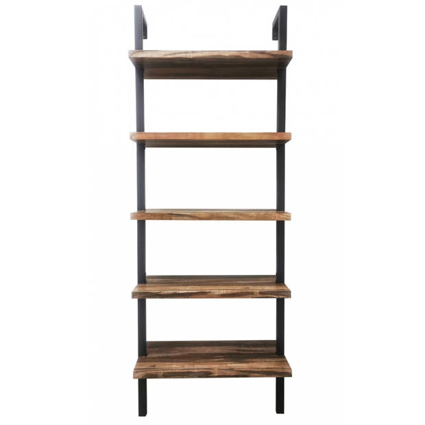 Wandrek ladder boekenkast Stoer - industrieel metaal hout - 184 cm hoog - zwart