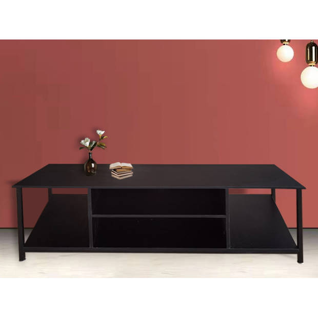 Tv meubel Stoer - dressoir kast industrieel - 130 cm breed - zwart