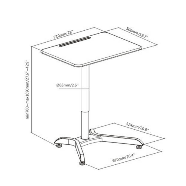 Bureau zit sta verstelbaar - laptoptafel - lessenaar - werkblad 71 cm x 50 cm