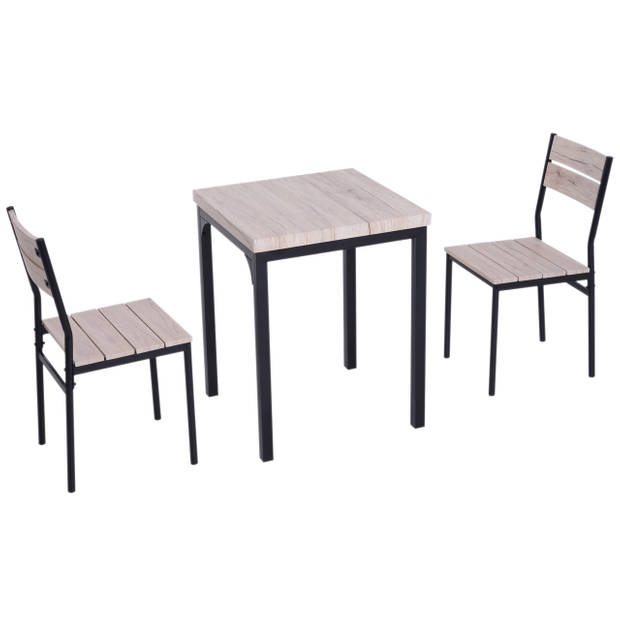 Compacte Eettafel set met 2 Stoelen - Eetkamertafel met eetkamerstoelen - Balkonset - Zitgroep - 2 Personen - Hout -...