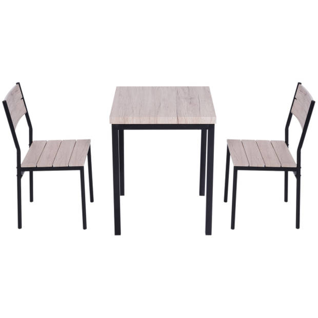 Compacte Eettafel set met 2 Stoelen - Eetkamertafel met eetkamerstoelen - Balkonset - Zitgroep - 2 Personen - Hout -...