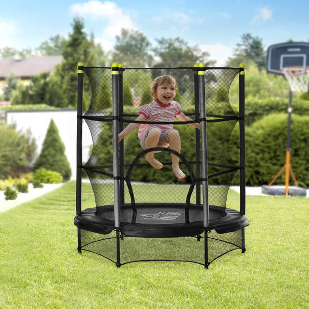 Kindertrampoline met veiligheidsnet - trampoline - speelgoed - zwart - Ã˜140 cm