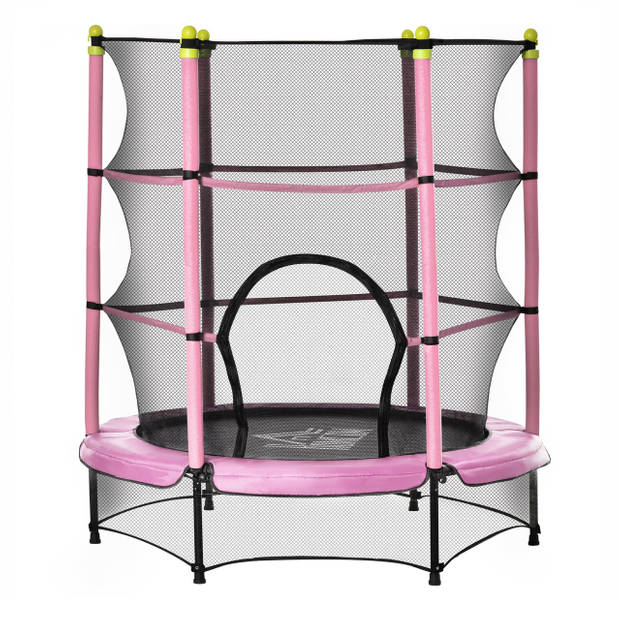 Kindertrampoline met veiligheidsnet - trampoline - speelgoed - roze - Ø140 cm