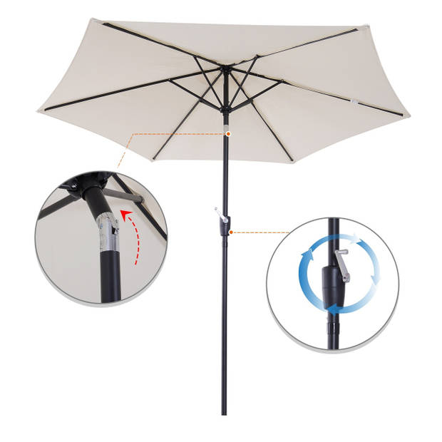 Zonnescherm - Parasol - Balkon Parasol - Met handslinger - Knikbaar - 270 cm - Creme