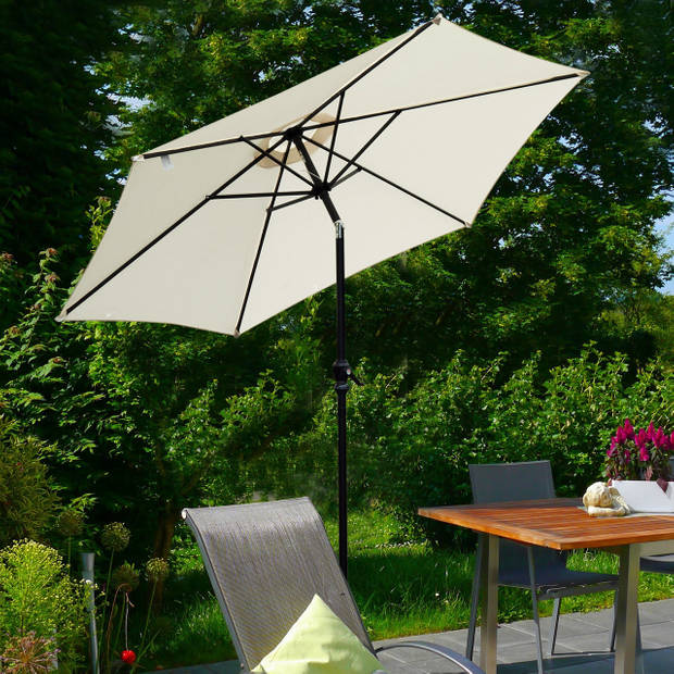 Zonnescherm - Parasol - Balkon Parasol - Met handslinger - Knikbaar - 270 cm - Creme