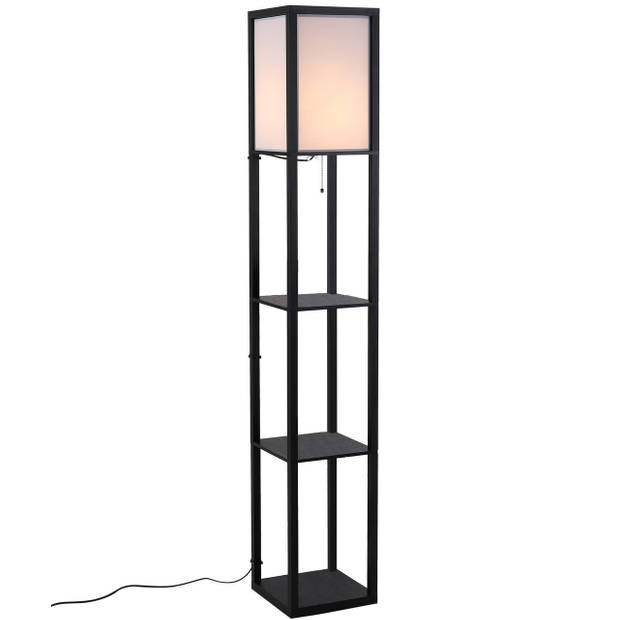 Vloerlamp - Staande lamp - Stalamp - Modern - Met opbergruimte - 26L x 26B x 160H cm - Zwart