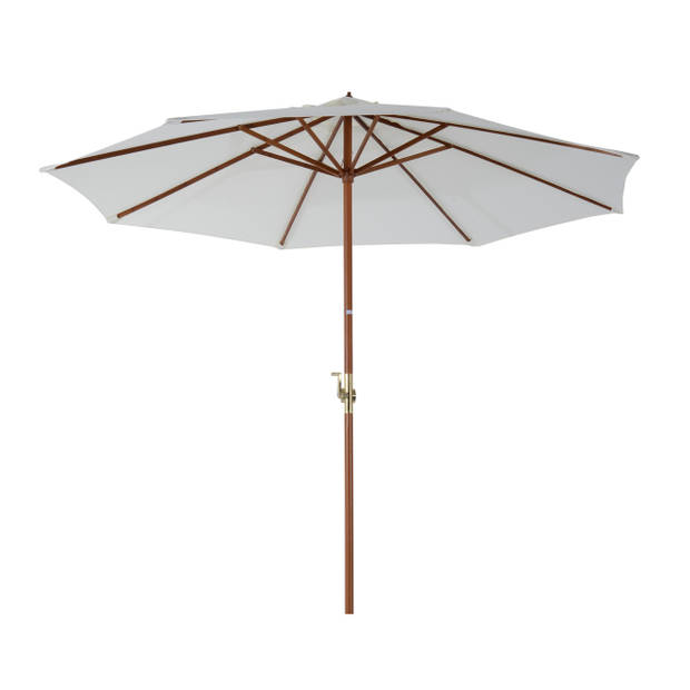 Parasol - Zonnescherm - Met handslinger - Achthoekig - Bamboe - 270 cm - Creme - Bamboe