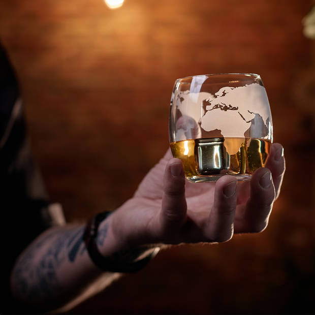 Whisiskey - Wereldbol Whiskey Glazen – 4 Glazen – 285 ml - Whiskey glazen set - Waterglazen - Drinkglazen - whisky glas