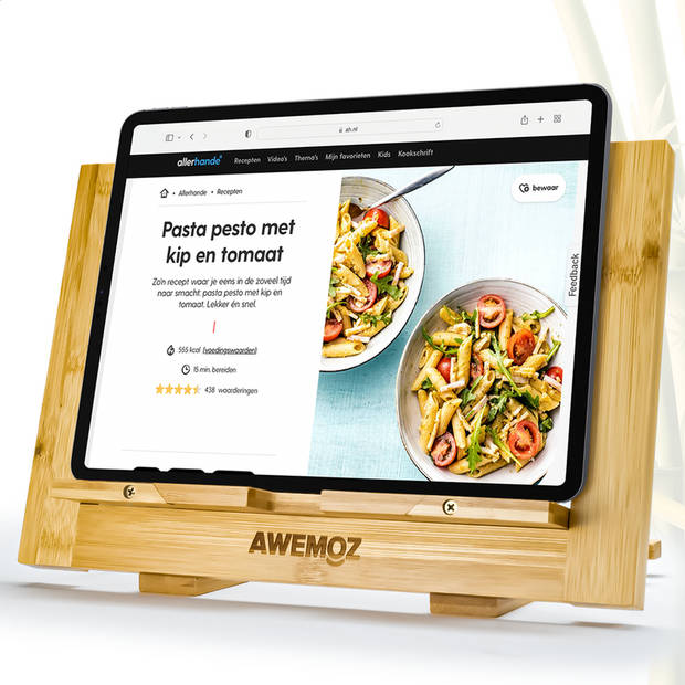 AWEMOZ Boekenstandaard Bamboe Hout - Boekenhouder - Leesstandaard - Tablet Standaard - Boekensteun - Tablethouder