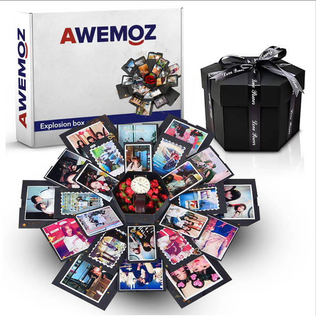 AWEMOZ Explosion Box - Foto box - Geschenkdoos - Explosie box - Foto Doos - Knutselen - Incl. Stiften en Stickervellen