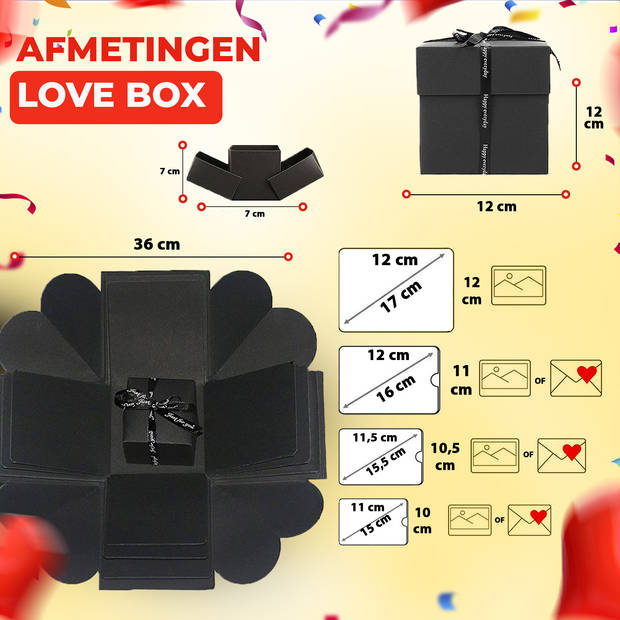 AWEMOZ Explosion Love Box - Foto box - Explosie box - Foto Doos - Incl. Stickervellen, Rozenblaadjes & extra Accessoires