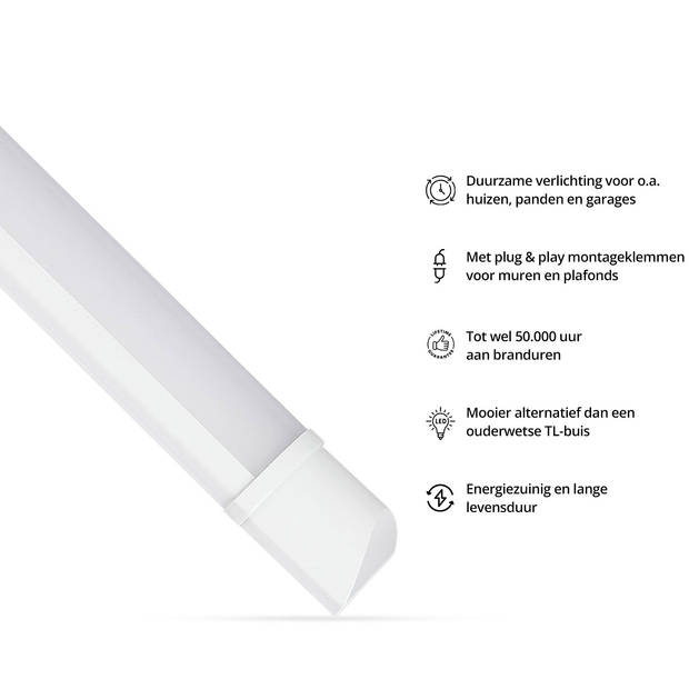 FlinQ LED Batten 6500K - 120 cm - Duurzaam - 50000 branduren - 40W - Alternatieve TL-buis