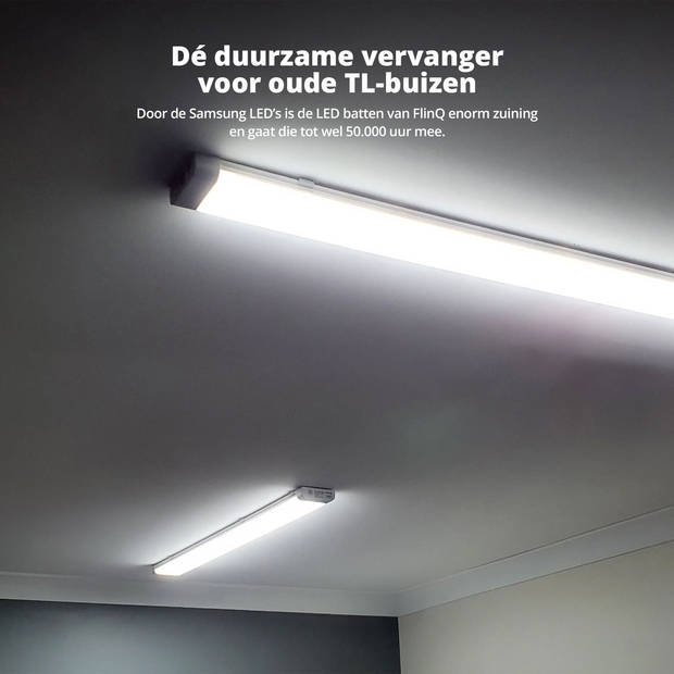 FlinQ LED Batten 6500K - 120 cm - Duurzaam - 50000 branduren - 40W - Alternatieve TL-buis