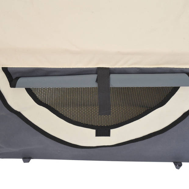 Honden Draagtas - Reisbench - Reismand Hond - Dieren Transport Box - Opvouwbaar - Maat M - 61x46x51 cm - Grijs Creme