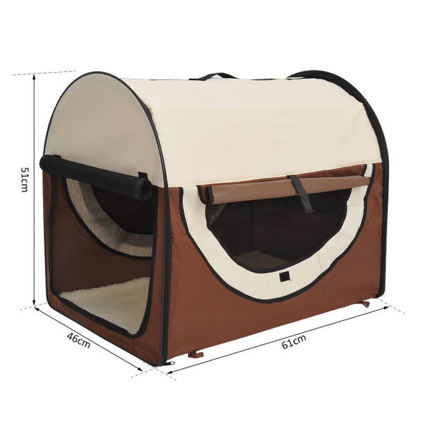 Honden Draagtas - Reisbench - Reismand Hond - Dieren Transport Box - Opvouwbaar - Maat M - 61x46x51 cm - Koffie Creme