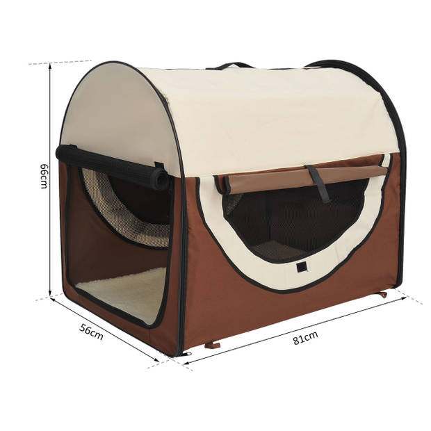 Honden Draagtas - Reisbench - Reismand Hond - Dieren Transport Box - Opvouwbaar - Maat XL - 81x56x66 cm - Koffie Creme