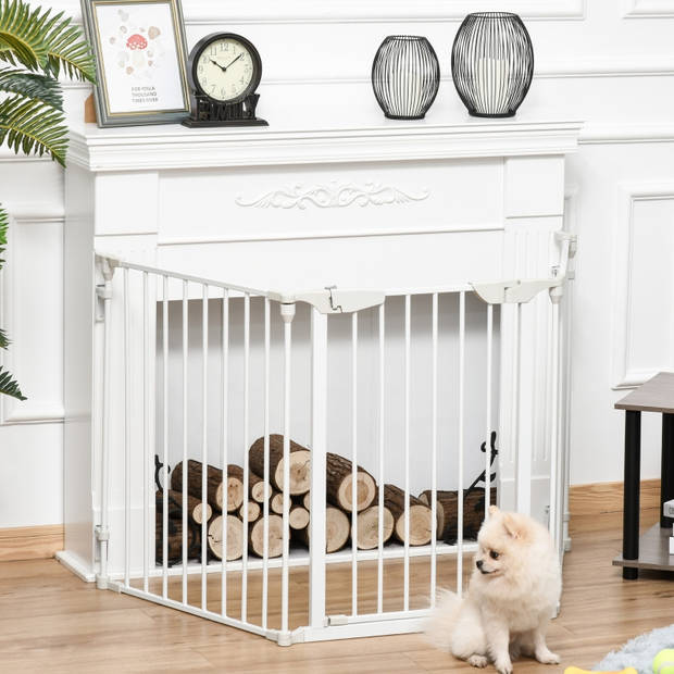 Hondenhek - Dog barrier - Hondendeur - Voor deuropening - Traphekje - 180L x 3W x 74,5H cm - Wit