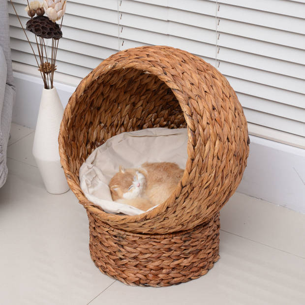 Kattenbed - Kattenmand met kussen - Katten - Bruin - 42 x 33 x 52 cm