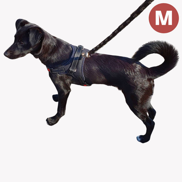 Hondentuig - Hondenharnas - Hondentuigje Anti trek tuig hond - Reflecterend - Zwart - Maat M (tot 30 kg)