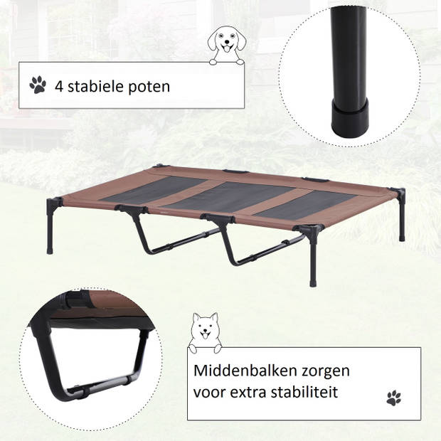 Honden Ligbed met zonnedak - Grote Hondenbed Stretcher met UV Canopy - Hondenstretcher met zonnetent - XXL - 110x68cm...