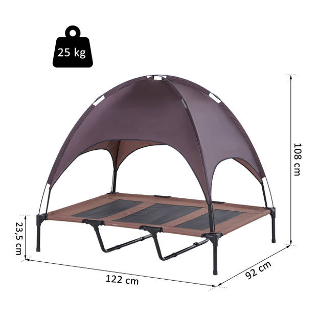 Honden Ligbed met zonnedak - Grote Hondenbed Stretcher met UV Canopy - Hondenstretcher met zonnetent - XXL - 110x68cm...