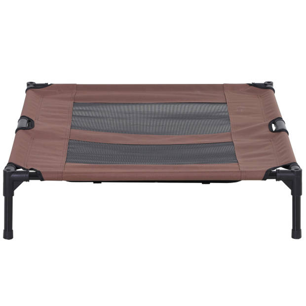 Honden Ligbed met zonnedak - Hondenstretcher met zonnetent - Honden - Koffie - zwart - L92 x B76 x H90 cm