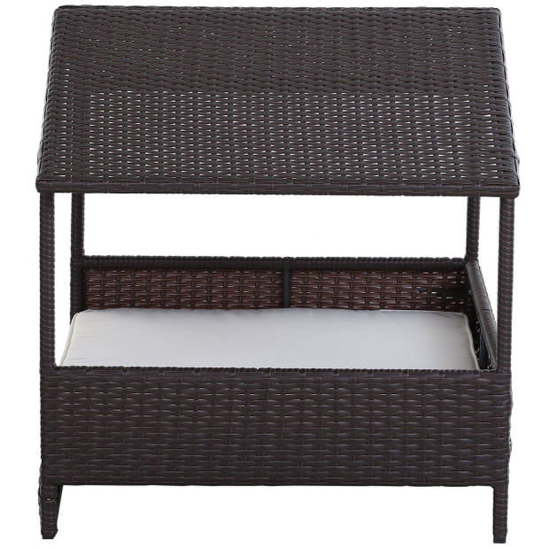 Hondenbed Polyrattan - Rattan Hondenhuis - Hondenmand voor buiten - Bruin/Beige