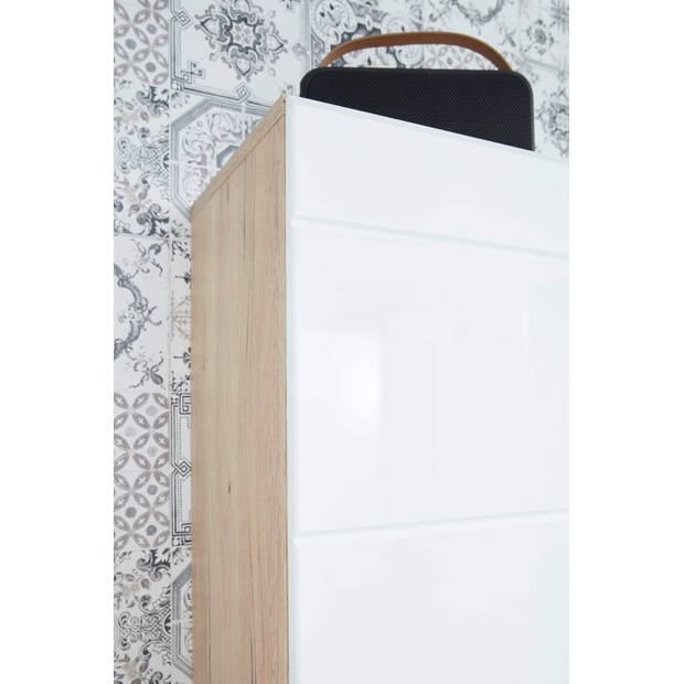 SetOne badkamerkast 1 deur eiken decor, wit hoogglans.
