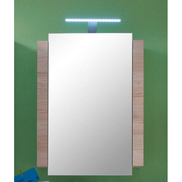 CampusBad spiegelkast 1 deur, incl. verlichting eiken decor, wit.