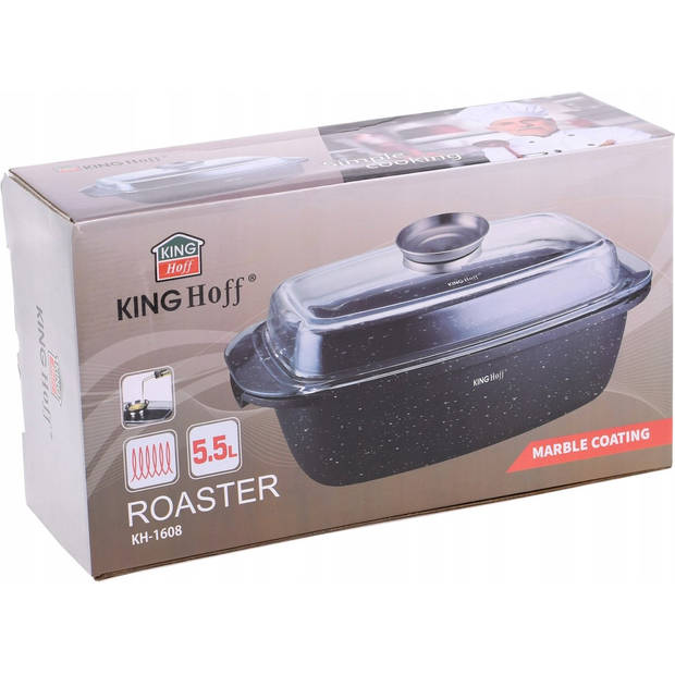 Kinghoff 1608 - Braadpan - Marmer - met deksel - 5.5 liter