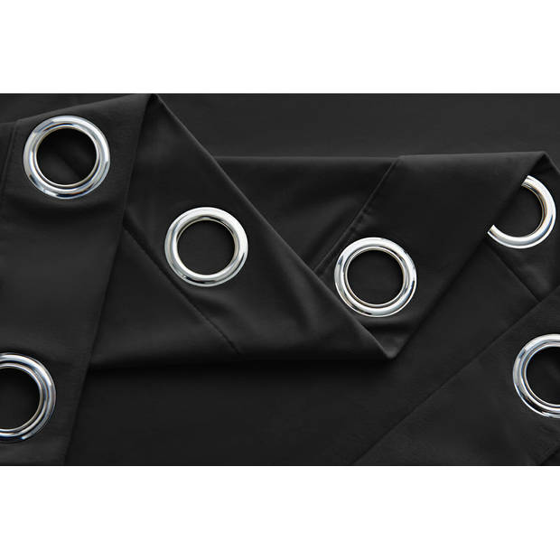 Larson - Velvet Gordijnen - 2.8m x 2.5m - Ringen - Zwart