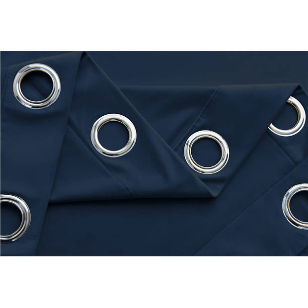 Larson - Velvet Gordijnen - 1.4m x 2.5m - Ringen - Blauw