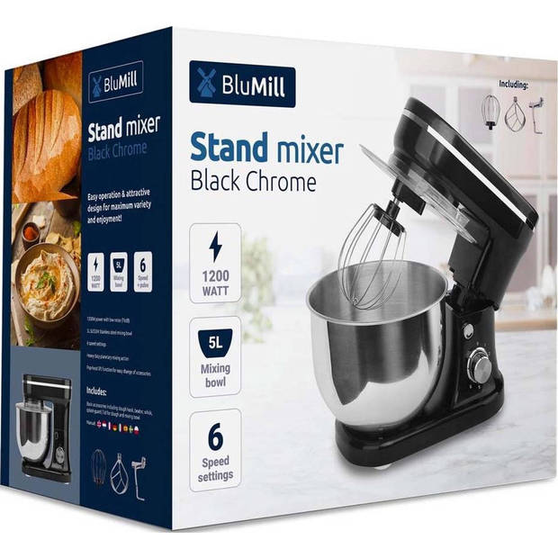 BluMill Keukenmachine 1200W-Black Chrome